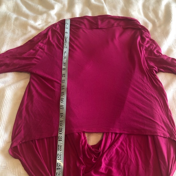 Dots Hot Pink Long Sleeved Wrap Top with Plunging Neckline - Picture 6 of 6